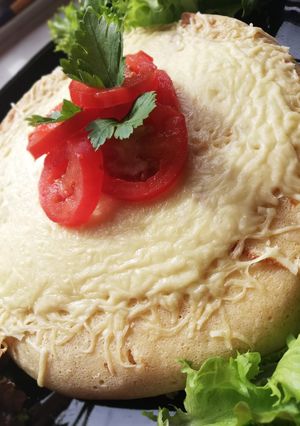 Sonkás - sajtos palacsinta torta recept fotója