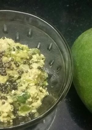 A picture of Raw mango Chnadal chutney.