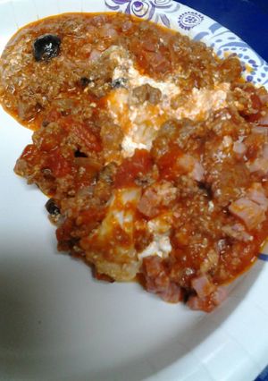 A picture of Meaty cauliflower casserole.