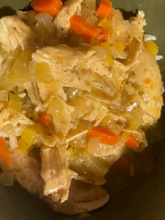 A picture of Chicken gravy over rice.