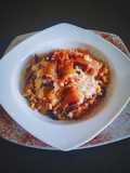 Orzo risottato al radicchio fonduta di parmigiano e cacao