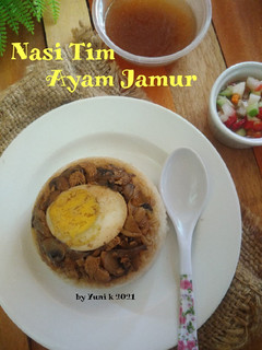 Foto resep Nasi tim ayam jamur Dan Acar Buah