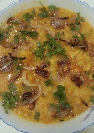 A picture of Moong Dal with Spicy Onion.