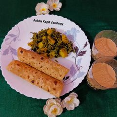 Methi Aloo Sabji, Paratha & Ginger Tea A picture of Methi Aloo Sabji, Paratha & Ginger Tea.