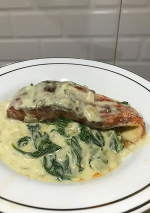 Foto resep Salmon Creamy Spinach