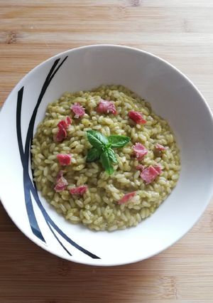 Foto di 418 * Risotto crema di zucchine, basilico e pancetta🍚🥒🌿🥓