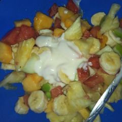 A picture of Pudding with delemere vanilla yoghurt.