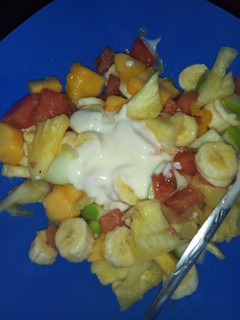 A picture of Pudding with delemere vanilla yoghurt.
