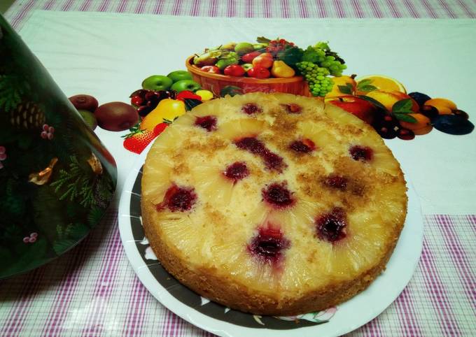 Pineapple Raspberry Upside Down Cake