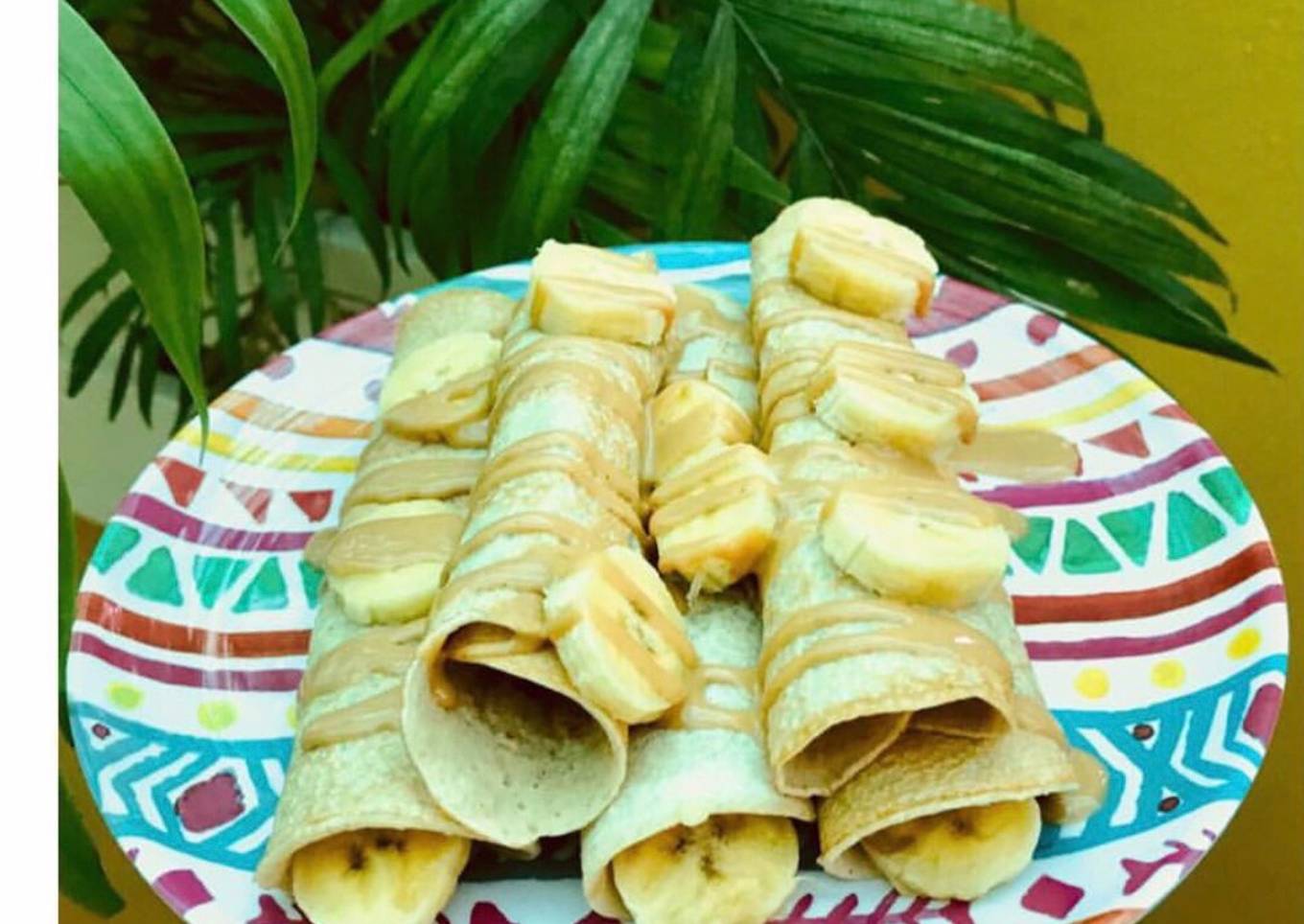 Crepes de avena con plátano y crema de cacahuete