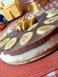 Tort de budincă în 2 culori cu banane și blat de biscuiți 🍰🍌🍫