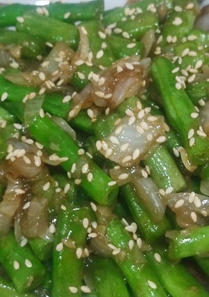 Foto resep Tumis Buncis bawang putih dan bombai dengan Wijen dan saus tiram