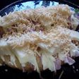 Papas al horno rellenas con jamón y queso
