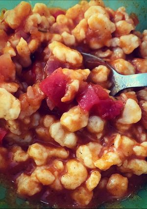 Házi lecsó nokedlivel 🍅🌶🧄🧅🥚 recept fotója
