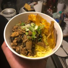 A picture of Chicken wonton noodle.