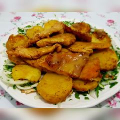 Smoked Chicken Breasts with Grilled Smoked Potatoes. #mycookbook A picture of Smoked Chicken Breasts with Grilled Smoked Potatoes. #mycookbook.