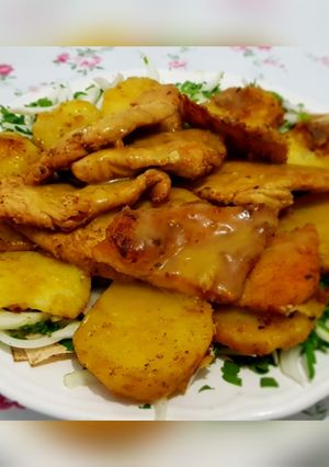 A picture of Smoked Chicken Breasts with Grilled Smoked Potatoes. #mycookbook.