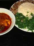 Veggie rice and beans with fish stew