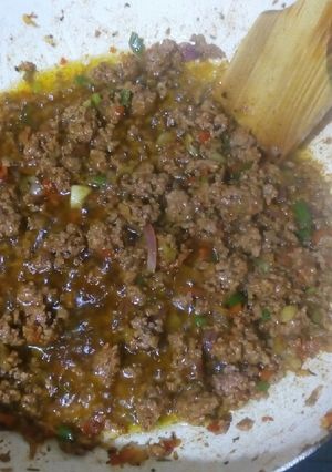 Una foto de Carne de res molida y sofrita