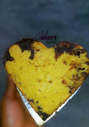 A picture of Chocolate vanilla love cake.