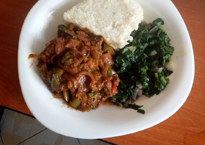 Sweet and sour beef and creamed spinach