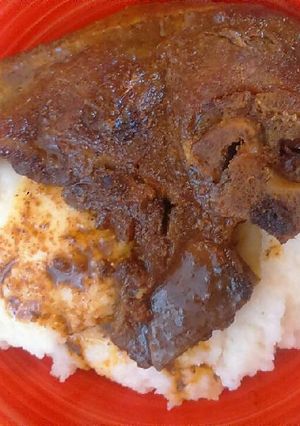 A picture of Pap and steak.