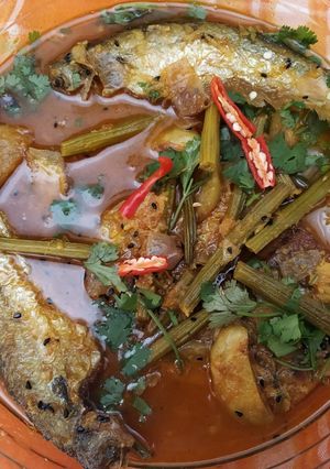 A picture of Fish with drumsticks.