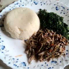 A picture of Ugali,kales and omena.