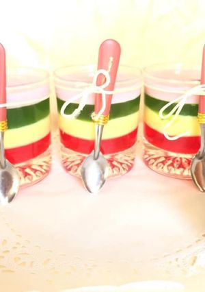 A picture of Colourful Layered Custard Jelly.