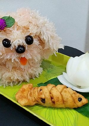 Hình của món Em chó (cún) bằng bưởi.