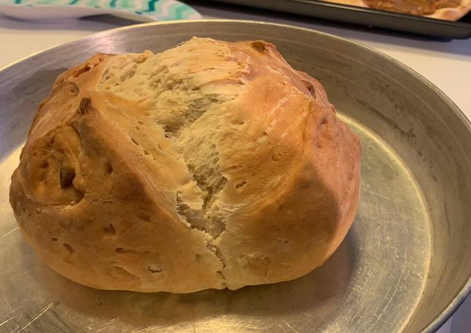 Baked bread with olives