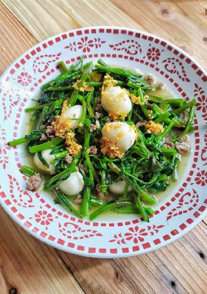 Foto resep Tumis Kangkung Daging Sapi dan Telur Puyuh