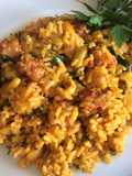 Arroz con chorizo y frejolito verde