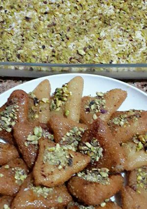 صورة لوصفة مثلثات البسبوسة بالكيري