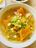 Pumpkin Miso Soup with sweet onions