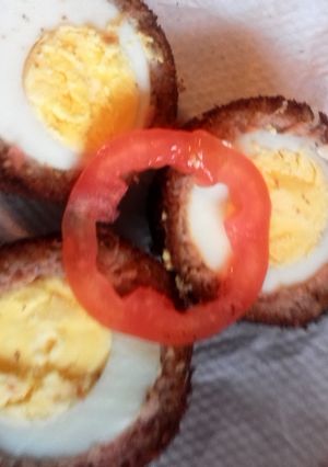 A picture of Scotched eggs.