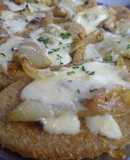 Milanesas de soja con queso y cebollas