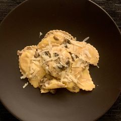 A picture of Pasta with Mushroom Sauce (Pansotti ai Funghi).