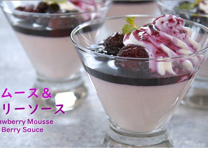 Strawberry Yoghurt Mousse and Berry Sauce ☆Recipe Video☆