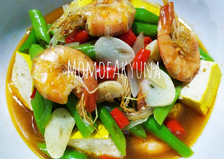 Tumis udang tahu buncis