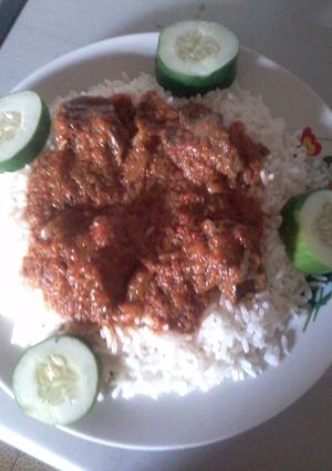 A picture of White Rice and Carrot Stew.