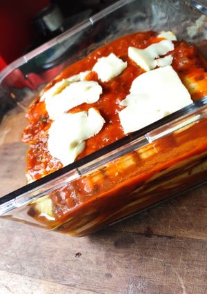Una foto de Berenjenas a la pizza o lasagna de berenjenas