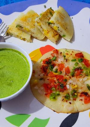 ચીઝ કોર્ન કેપ્સીકમ ઉત્તપમ (Cheese Corn Capsicum Uttapam Recipe In Gujarati) રેસીપી મુખ્ય ફોટો