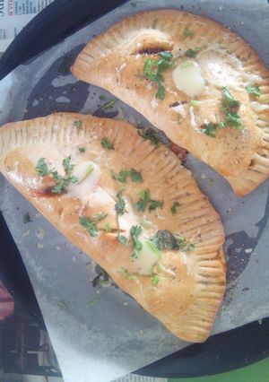 A picture of Sausage carrot cheesy Calzone.