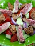Tomato, Cucumber, Fig, and Melekouni Salad