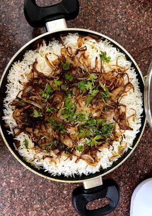 A picture of Egg Biryani.