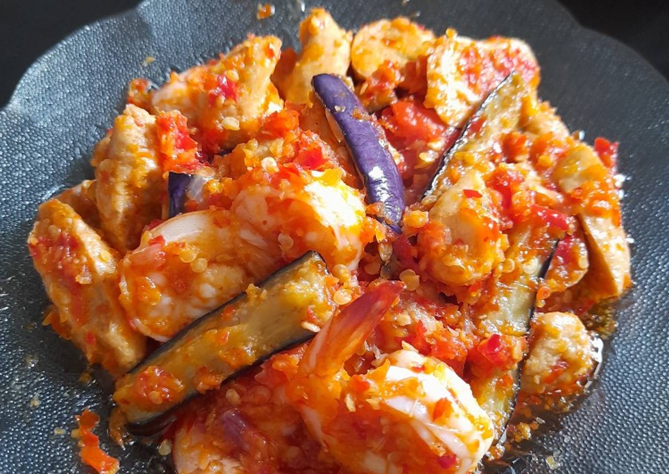 Udang Terong Otak Otak Balado