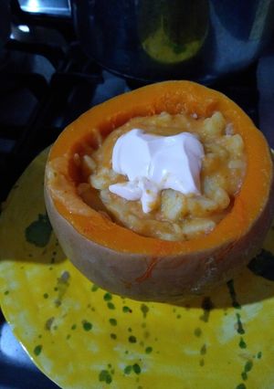 Una foto de Zapallo calabaza relleno