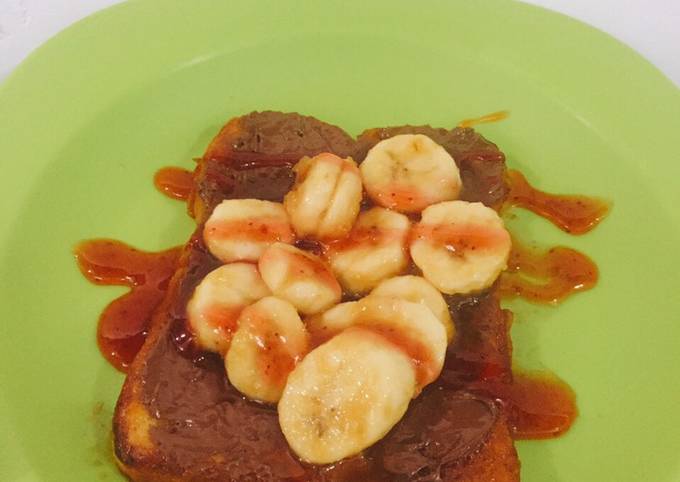 Cara Gampang Menyiapkan Butterscotch French Toast With Nutella Banana Anti Gagal
