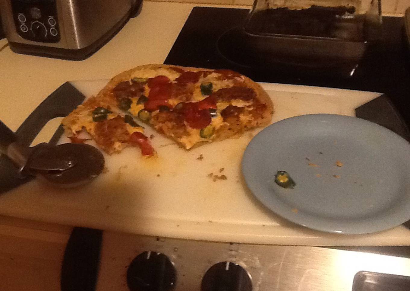 Delicious and healthy chorizo ​​pizza (what can I say?).